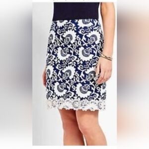 Talbots blue/ white lace skirt
